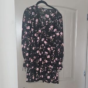 Lulu's Black and Pink Floral Mini Dress